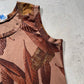 70s Polyester Leaf Print Top- M