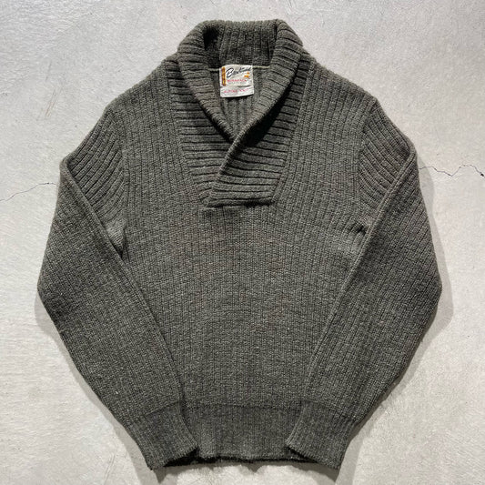 60s Shawl Collar Wool Sweater- M