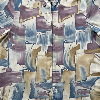 90s Pastel Polyester Button Up- L