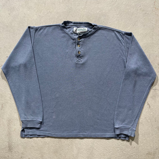 90s Waffle Knit Henley Thermal- L