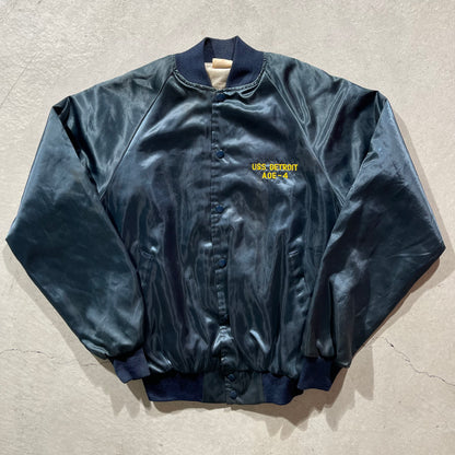 80s USS Detroit Satin Bomber Jacket- M