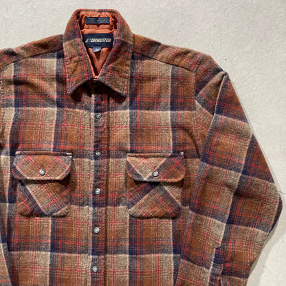 90s Rust Brown Wool Flannel- L