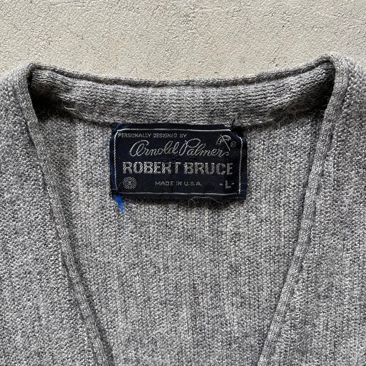 70s Sky Grey Arnold Palmer Knit Cardigan- L