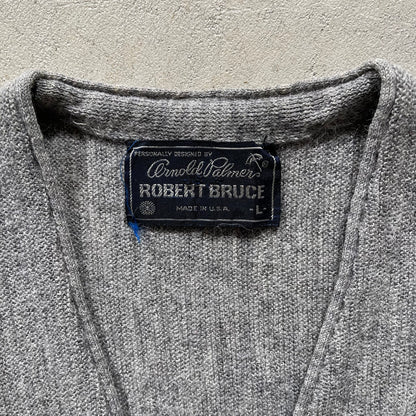 70s Sky Grey Arnold Palmer Knit Cardigan- L