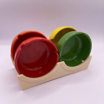 Vintage 4 Piece Colorful Ashtray Set