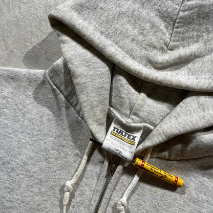 90s Blank Grey Zip Up Hoodie- M