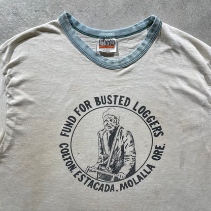 70s 'Fund For Busted Loggers' Ringer Tee- L