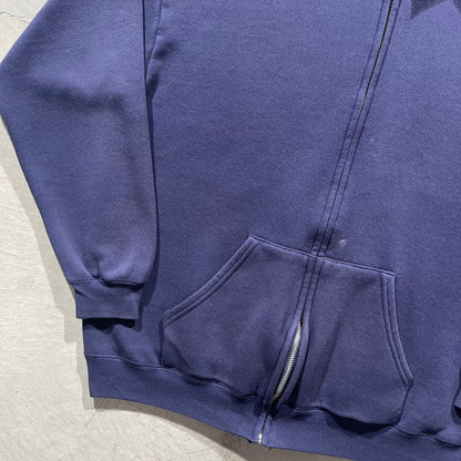 90s Sun Faded Navy Zip Up Hoodie- L