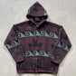 90s Patterned Wool Hooded Jacket- L