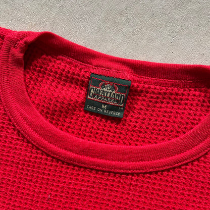 90s Cherry Red Waffle Knit Thermal- M