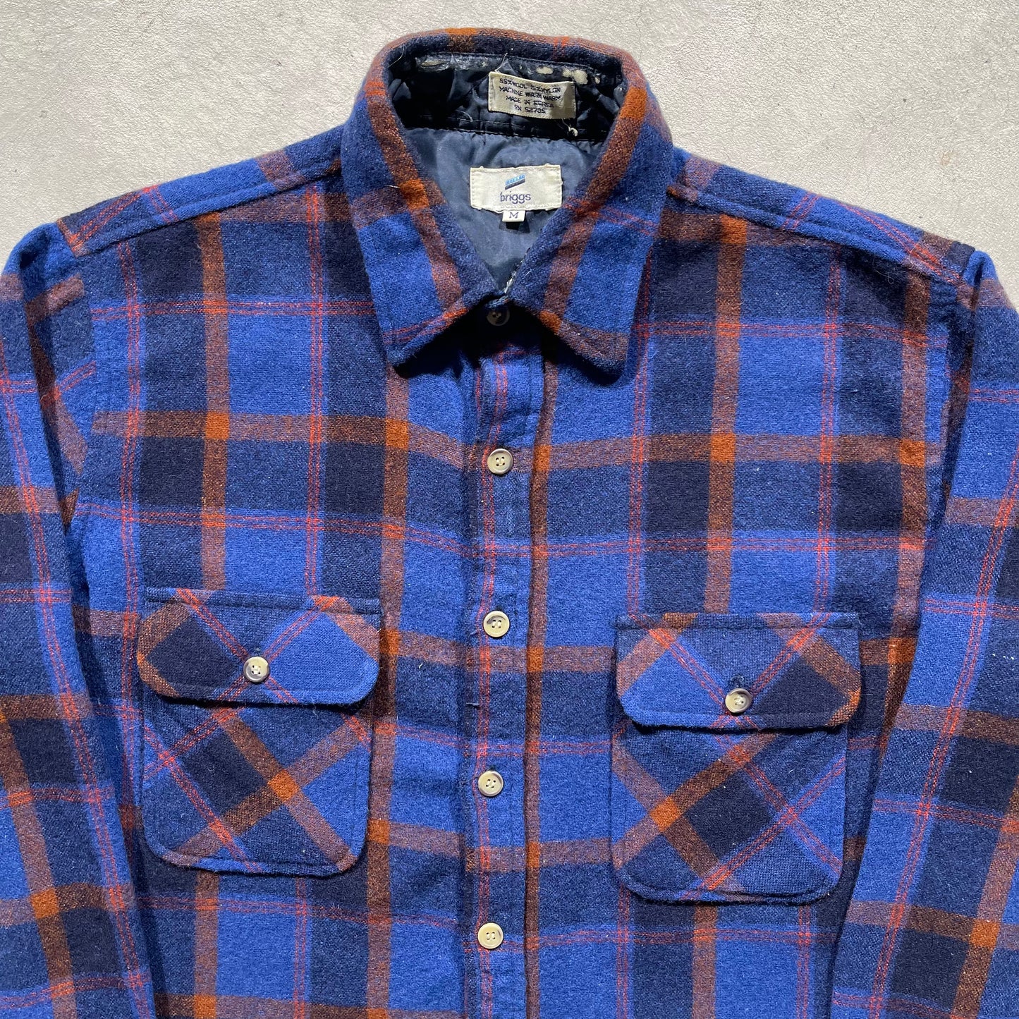 80s Plaid Wool Flannel- M