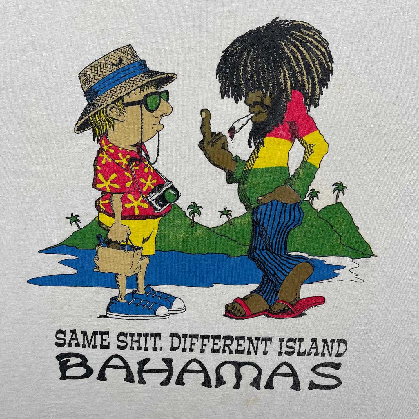 90s 'Same Shit, Different Island' Weed Tee- XL