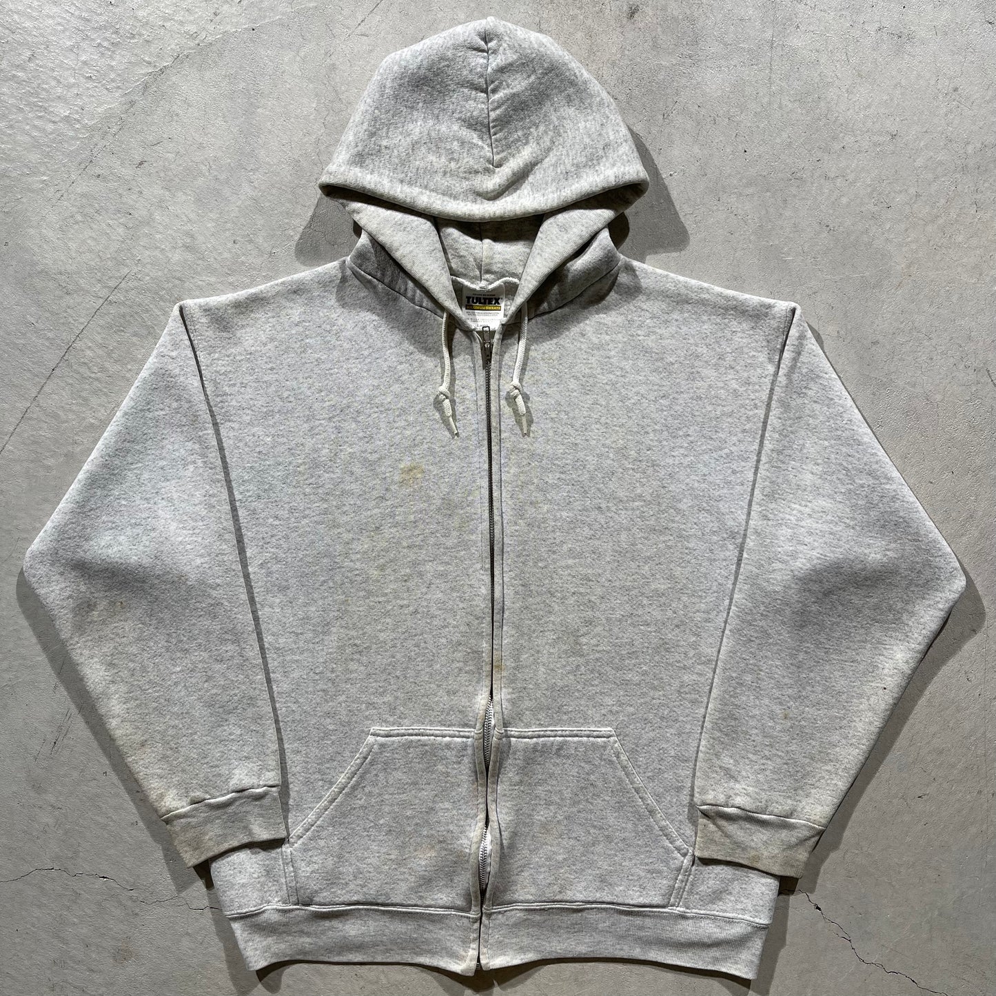 90s Blank Grey Zip Up Hoodie- M