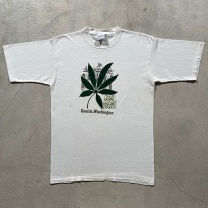 90s Seattle 'Keep Off the Grass' Weed Tee- L