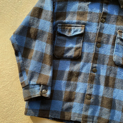 70s Wool Plaid Flannel- L