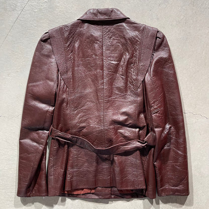 70s Burgundy Leather Jacket- M