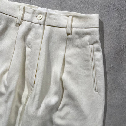 90s Wide Leg Cream Polyester Pants- 23