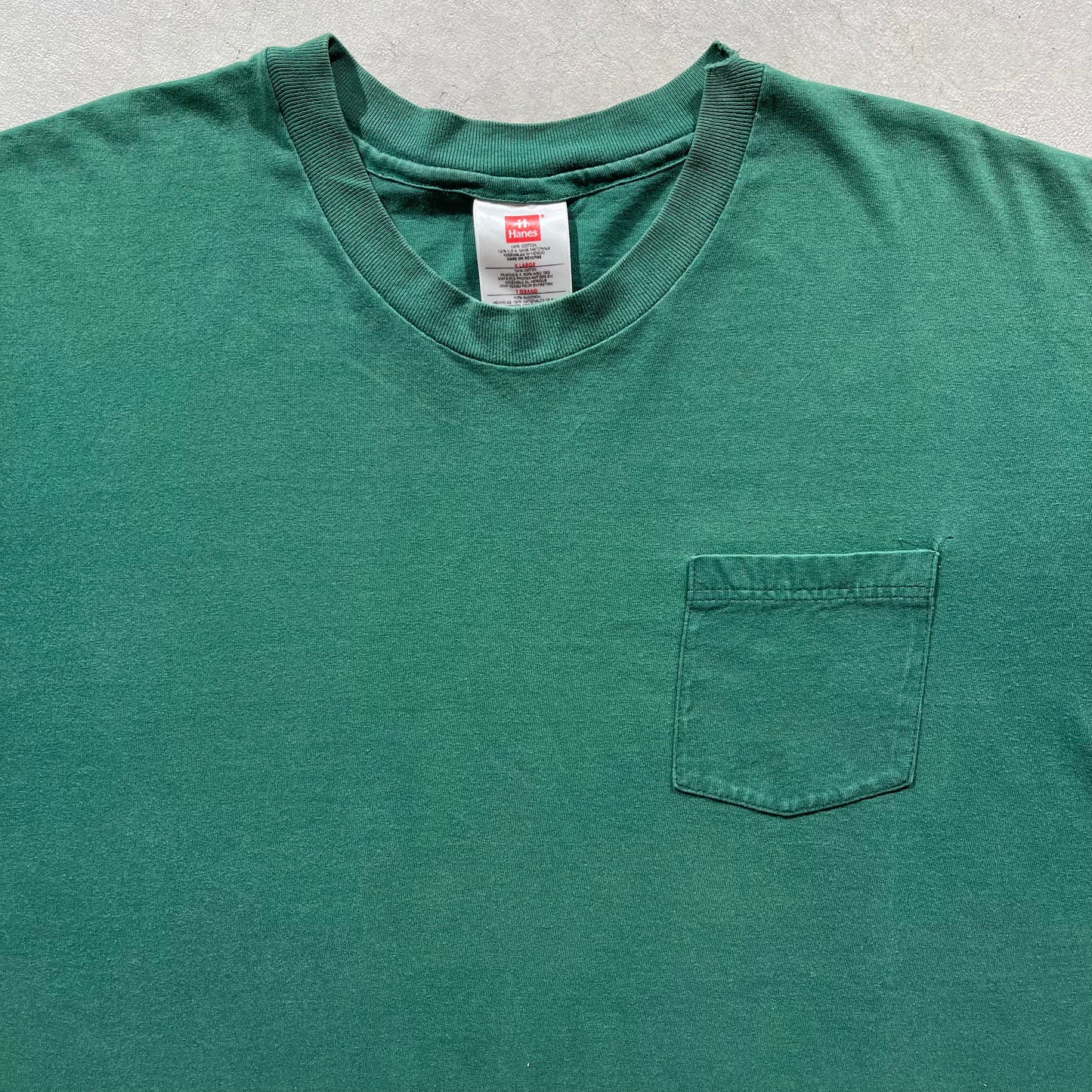 90s Blank Forest Green Pocket Tee- XXL