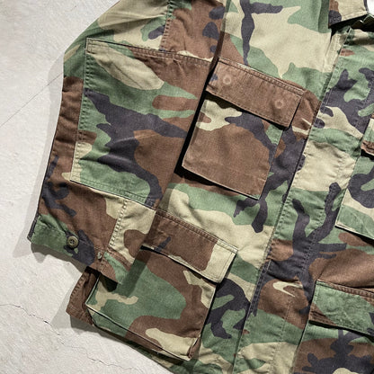 80s US Army Woodland Camo Chore Coat- M