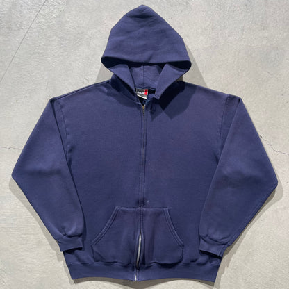 90s Sun Faded Navy Zip Up Hoodie- L