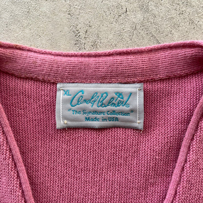 70s Pink Arnold Palmer Cardigan- L