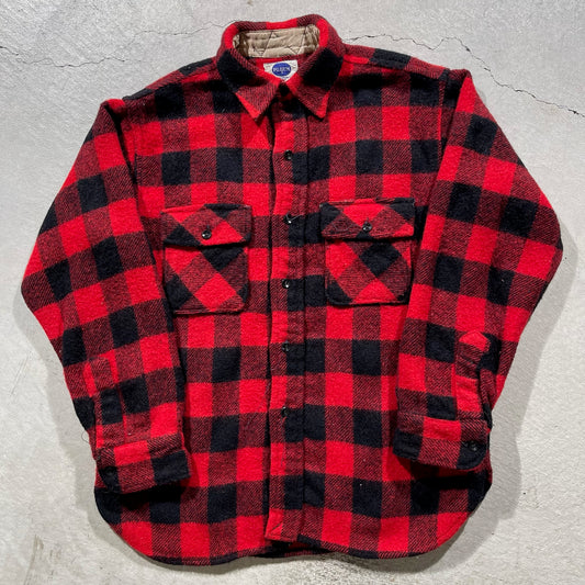 60s Pilgrim Buffalo Plaid Wool Flannel- L