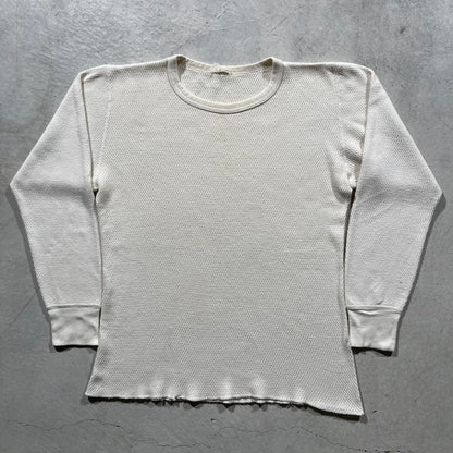 70s White Waffle Knit Thermal- L