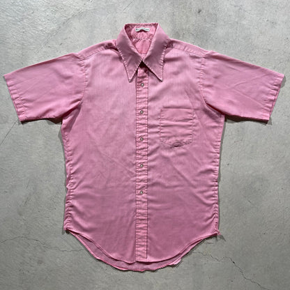 60s Rose Pink Dagger Collar Shirt- L