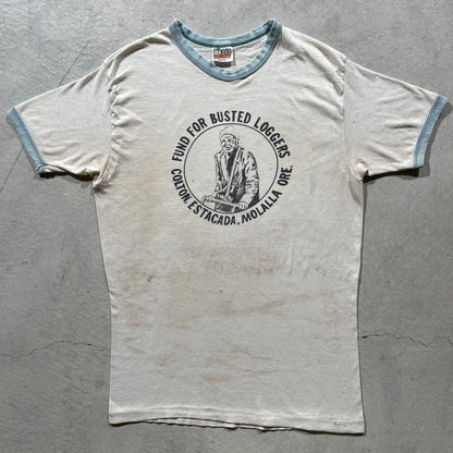 70s 'Fund For Busted Loggers' Ringer Tee- L