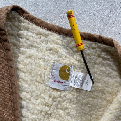 70s Carhartt Duck Canvas Sherpa Lined Vest- XL