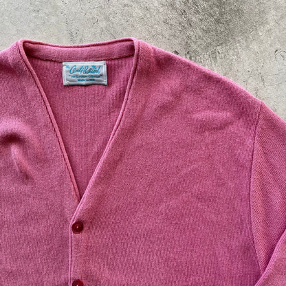 70s Pink Arnold Palmer Cardigan- L