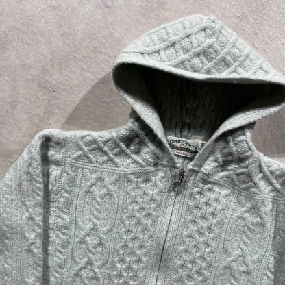 90s Mint Green Knit Zip Up Hoodie- S