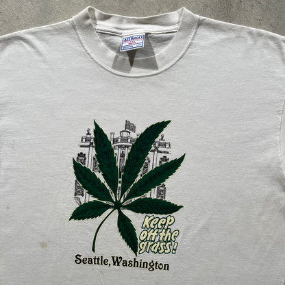 90s Seattle 'Keep Off the Grass' Weed Tee- L