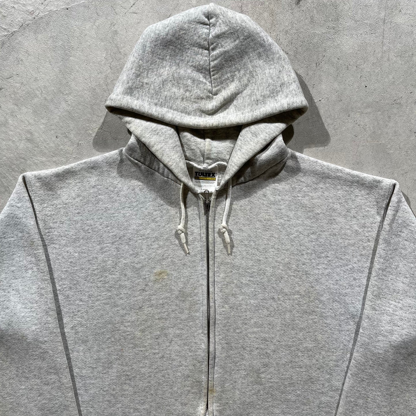 90s Blank Grey Zip Up Hoodie- M