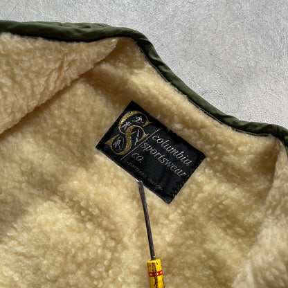 70s Army Green Sherpa Lined Columbia Vest- M