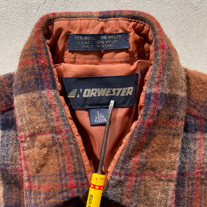 90s Rust Brown Wool Flannel- L