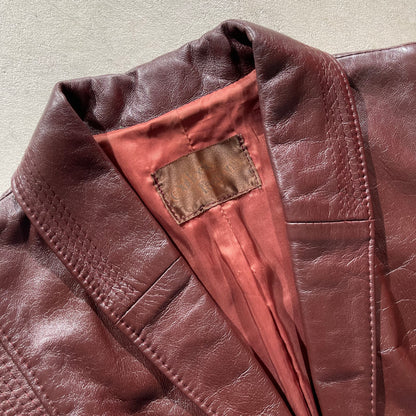 70s Burgundy Leather Jacket- M