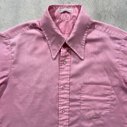 60s Rose Pink Dagger Collar Shirt- L