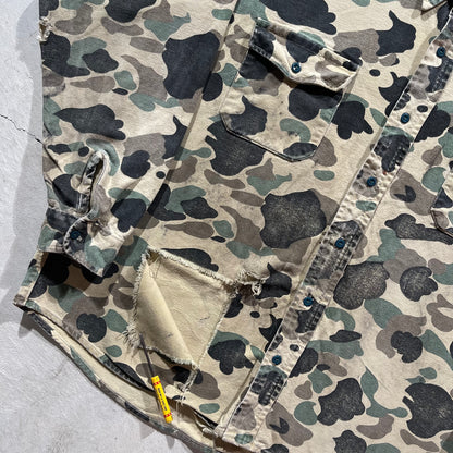 80s Thrashed Duck Camo Chamois Shirt- XXL