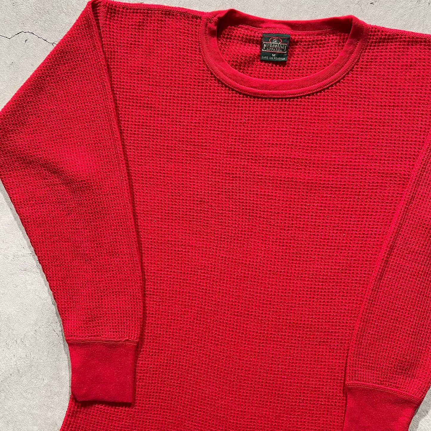 90s Cherry Red Waffle Knit Thermal- M