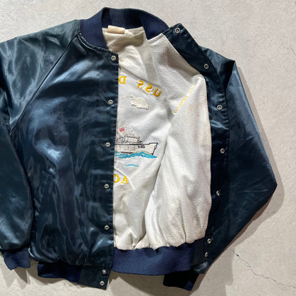 80s USS Detroit Satin Bomber Jacket- M