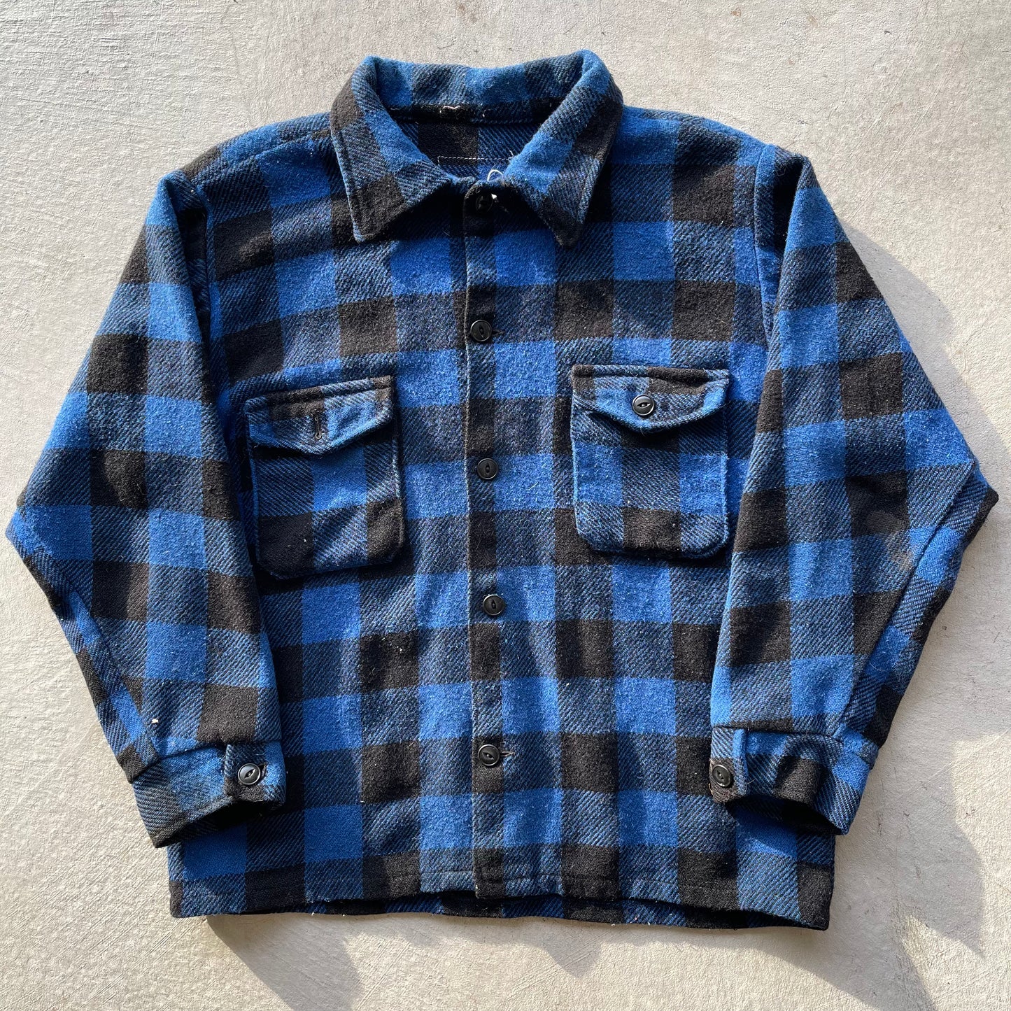 70s Wool Plaid Flannel- L