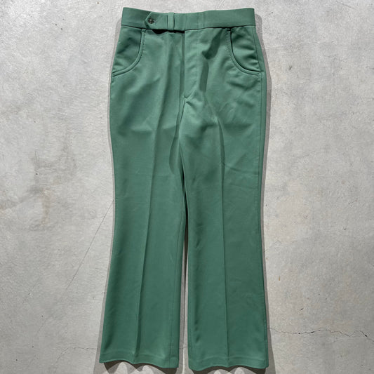 80s Sage Green Polyester Flares- 30