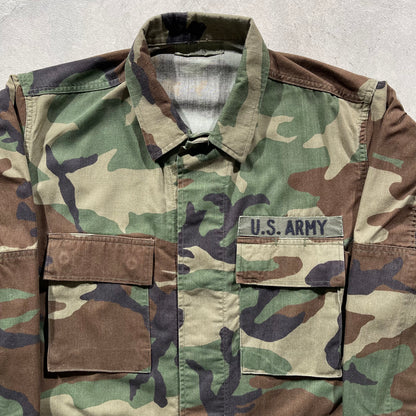 80s US Army Woodland Camo Chore Coat- M