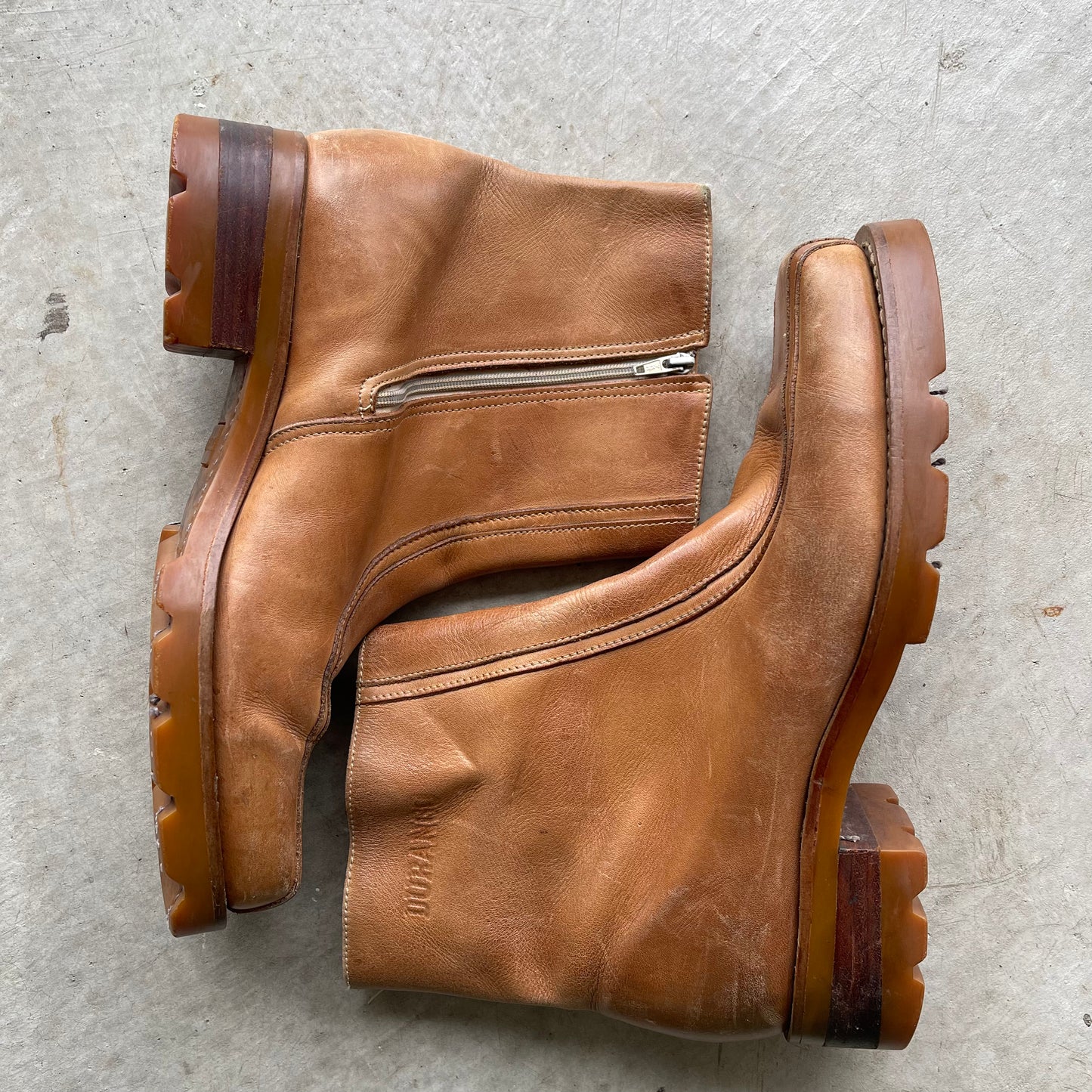 90s Square Toe Side Zip Boots- 10.5