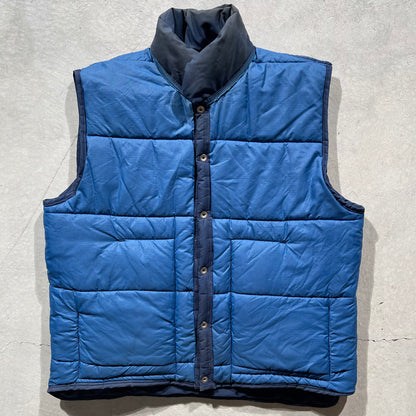 80s Reversible Two Tone Puffer Vest- L