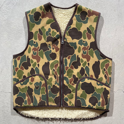 70s Sherpa Lined Duck Camo Vest- L