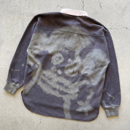 90s Bleach Dyed Collared Thermal- M