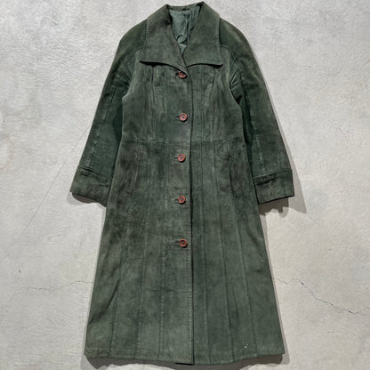 60s Forest Green Suede Trench Coat- S
