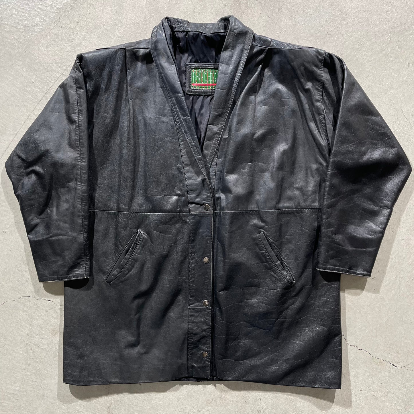 90s Boxy Leather Jacket- XL